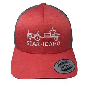 Star Idaho Snapback Trucker Hat Red One Size Adjustable Mesh Back Team 365